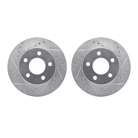 Dynamic Friction Company Front Brake Rotors-Drilled and Slotted-Silver 7002-42000