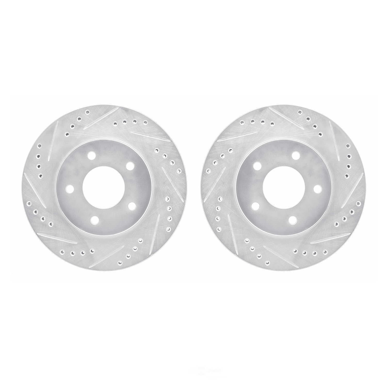 Dynamic Friction Company 7002-45010 DFC Brake Rotors - Drilled & Slotted - Silver