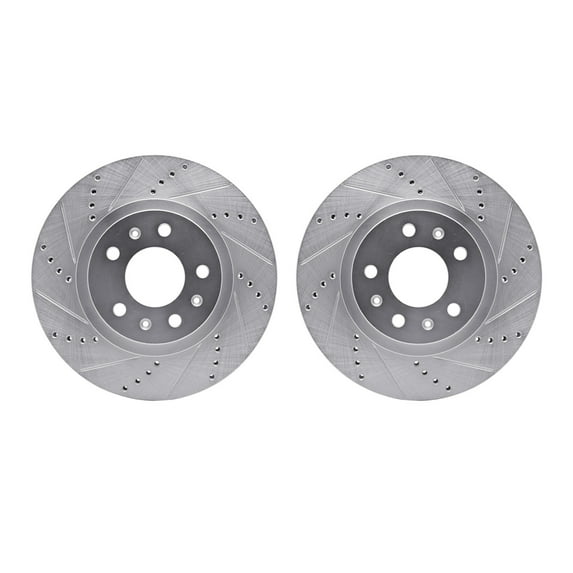 Dynamic Friction Company Front Brake Rotors-Drilled and Slotted-Silver 7002-46013