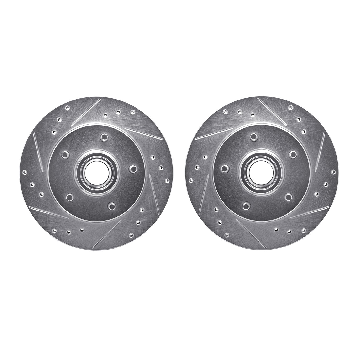 Dynamic Friction Company Front Brake Rotors-Drilled and Slotted-Silver 7002-47004