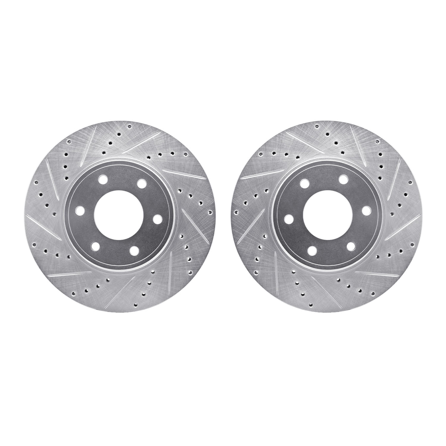 Dynamic Friction Company Front Brake Rotors-Drilled and Slotted-Silver 7002-47047