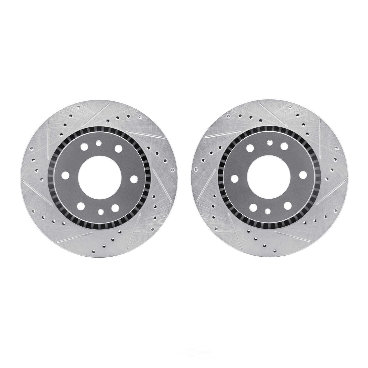 Dynamic Friction Company 7002-48004 DFC Brake Rotors - Drilled & Slotted - Silver