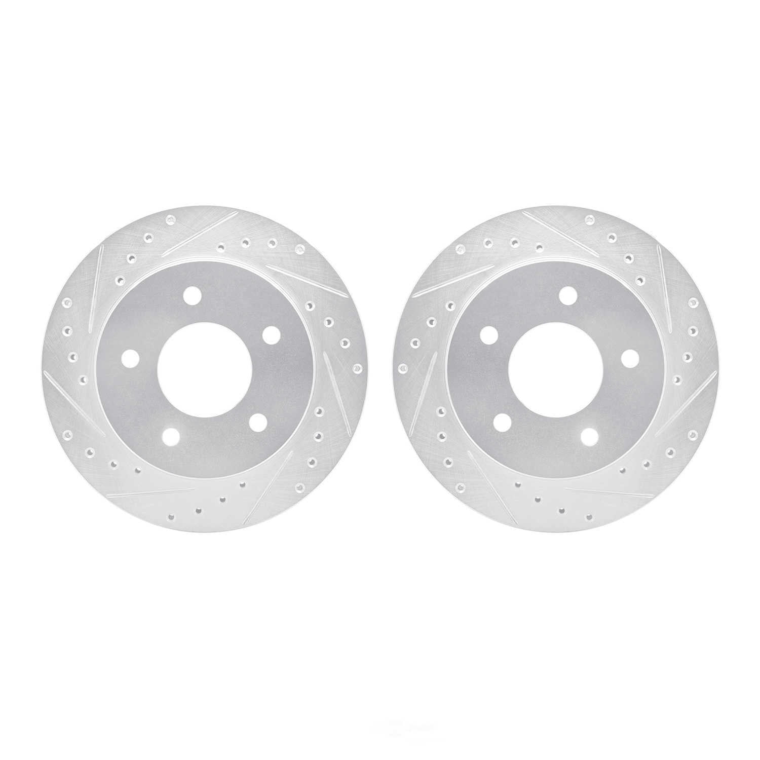 Dynamic Friction Company 7002-48010 DFC Brake Rotors - Drilled & Slotted - Silver