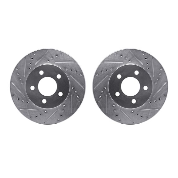 Dynamic Friction Company Front Brake Rotors-Drilled and Slotted-Silver 7002-54154