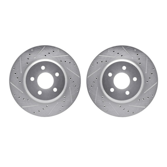 Dynamic Friction Company Front Brake Rotors-Drilled and Slotted-Silver 7002-54155