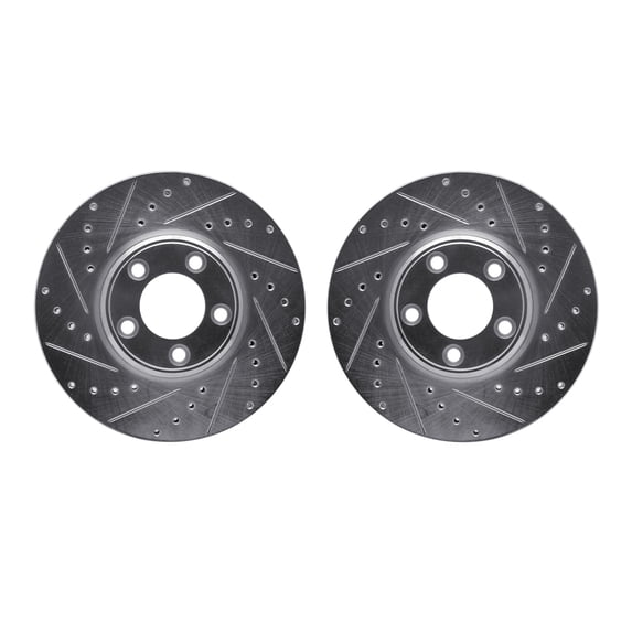 Dynamic Friction Company Front Brake Rotors-Drilled and Slotted-Silver 7002-54176