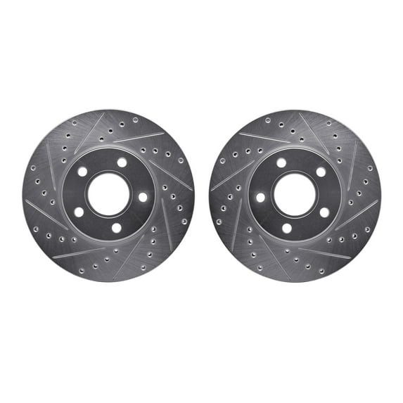 Dynamic Friction Company Front Brake Rotors-Drilled and Slotted-Silver 7002-54177