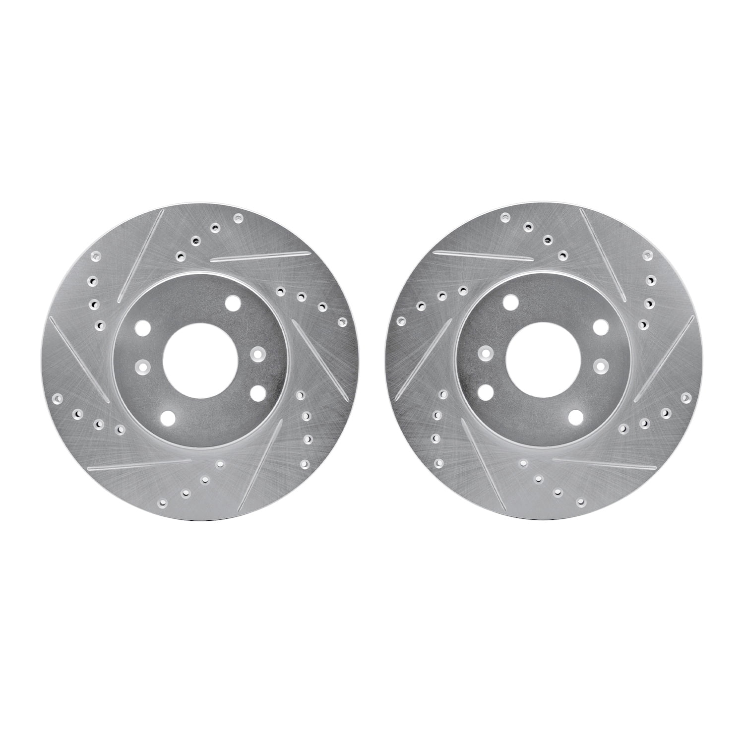 Dynamic Friction Company Front Brake Rotors-Drilled and Slotted-Silver 7002-58000