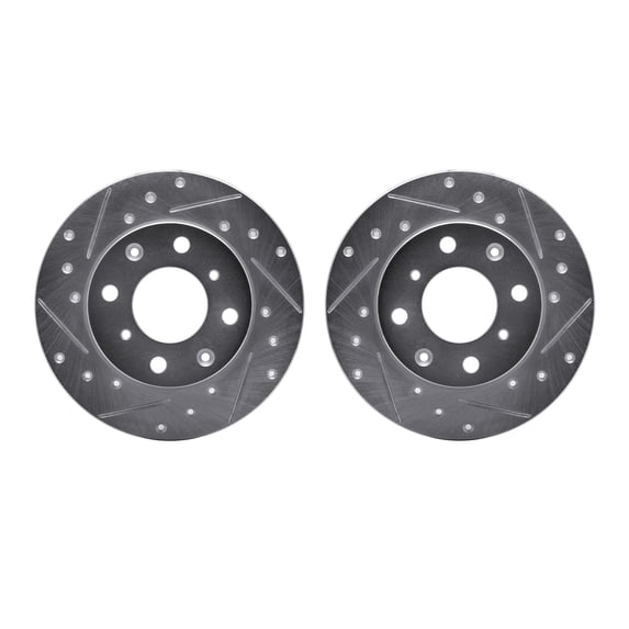 Dynamic Friction Company Front Brake Rotors-Drilled and Slotted-Silver 7002-59027