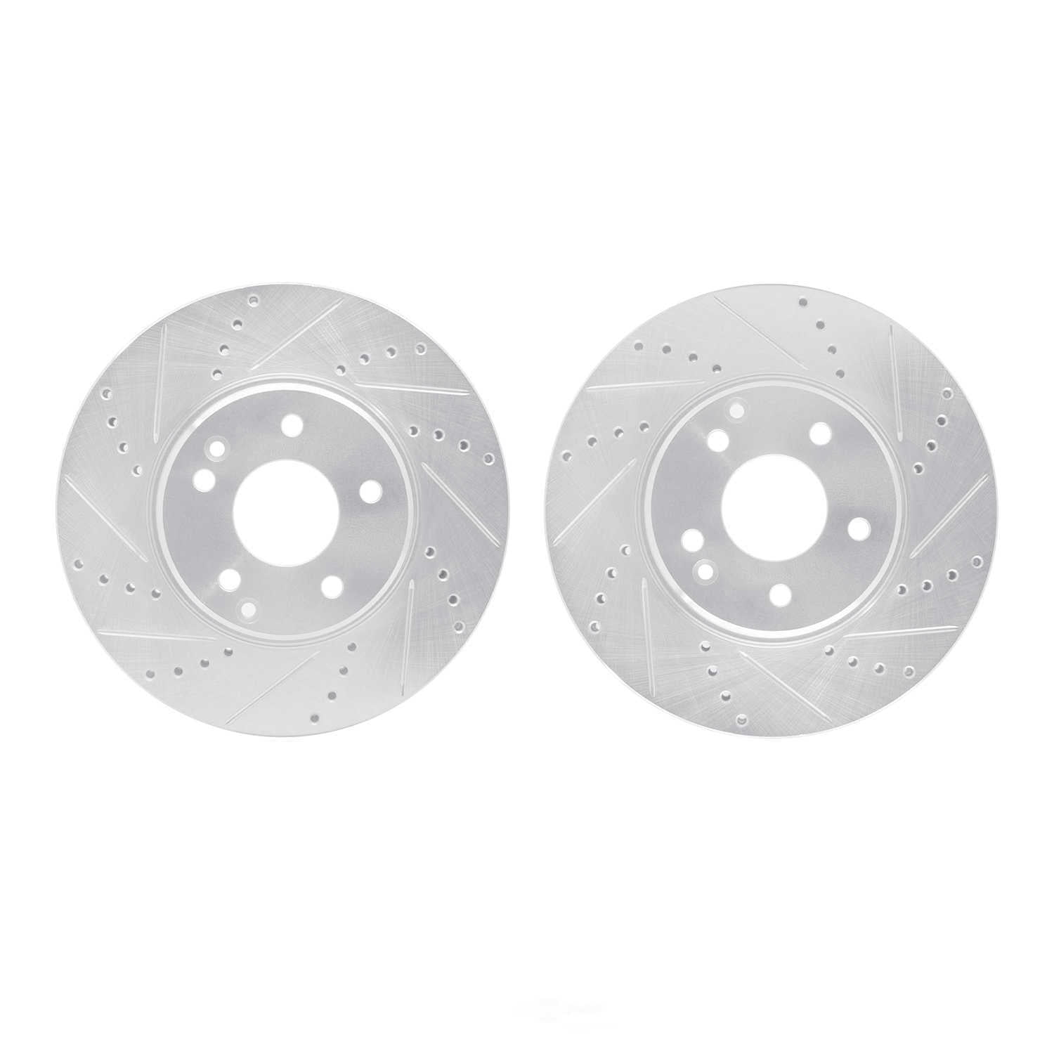 Dynamic Friction Company 7002-63000 DFC Brake Rotors - Drilled & Slotted - Silver