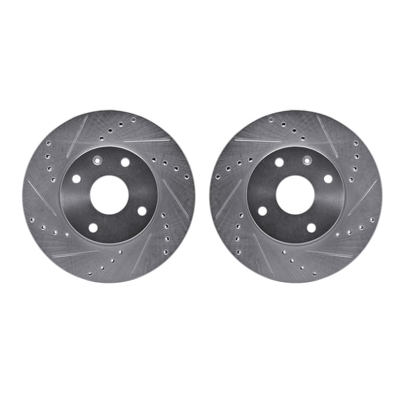 Dynamic Friction Company Front Brake Rotors Drilled and Slotted Silver - 7002-63028