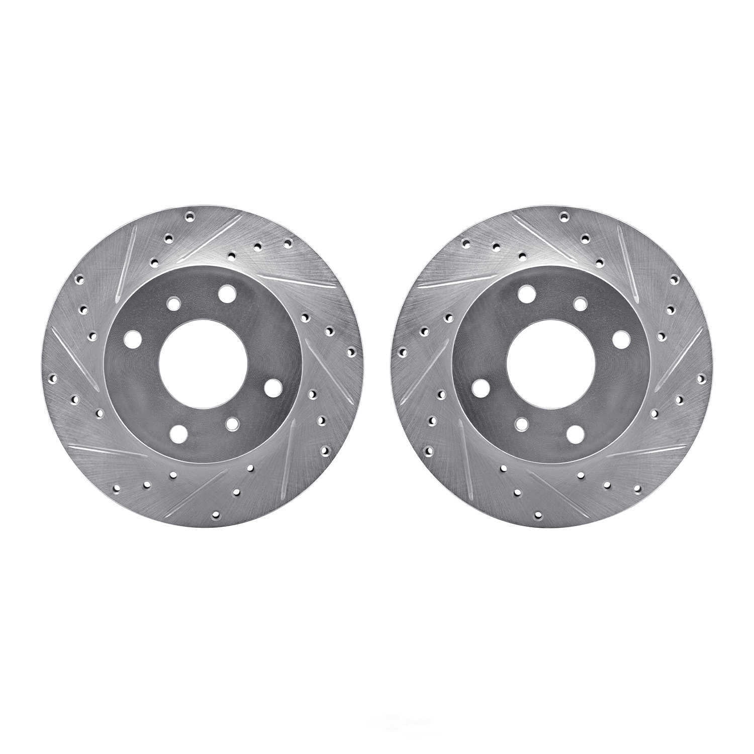Dynamic Friction Company 7002-67002 DFC Brake Rotors - Drilled & Slotted - Silver