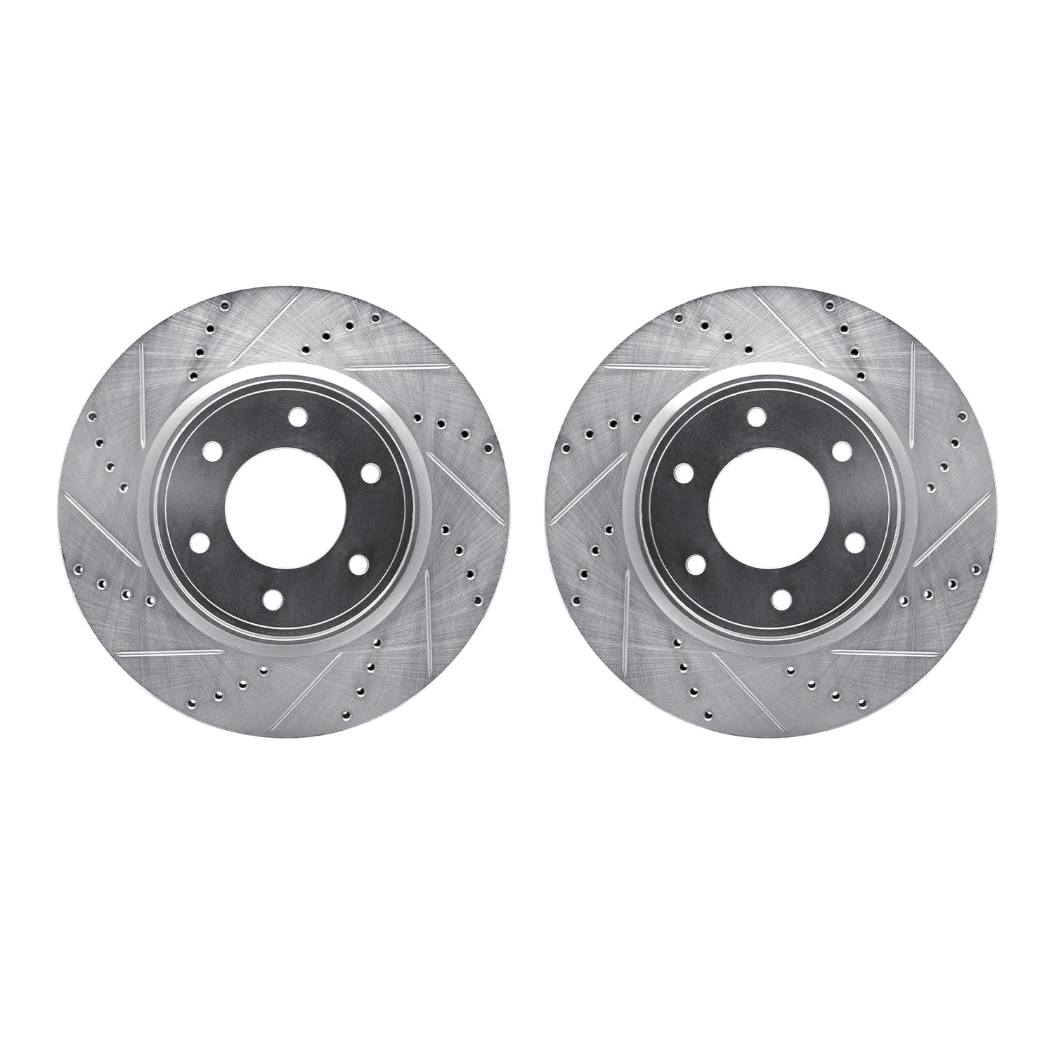 Dynamic Friction Company Front Brake Rotors-Drilled and Slotted-Silver 7002-67014