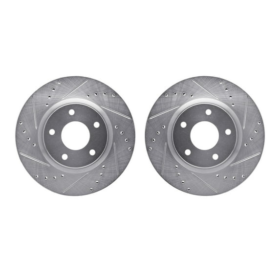 Dynamic Friction Company Front Brake Rotors-Drilled and Slotted-Silver 7002-67046
