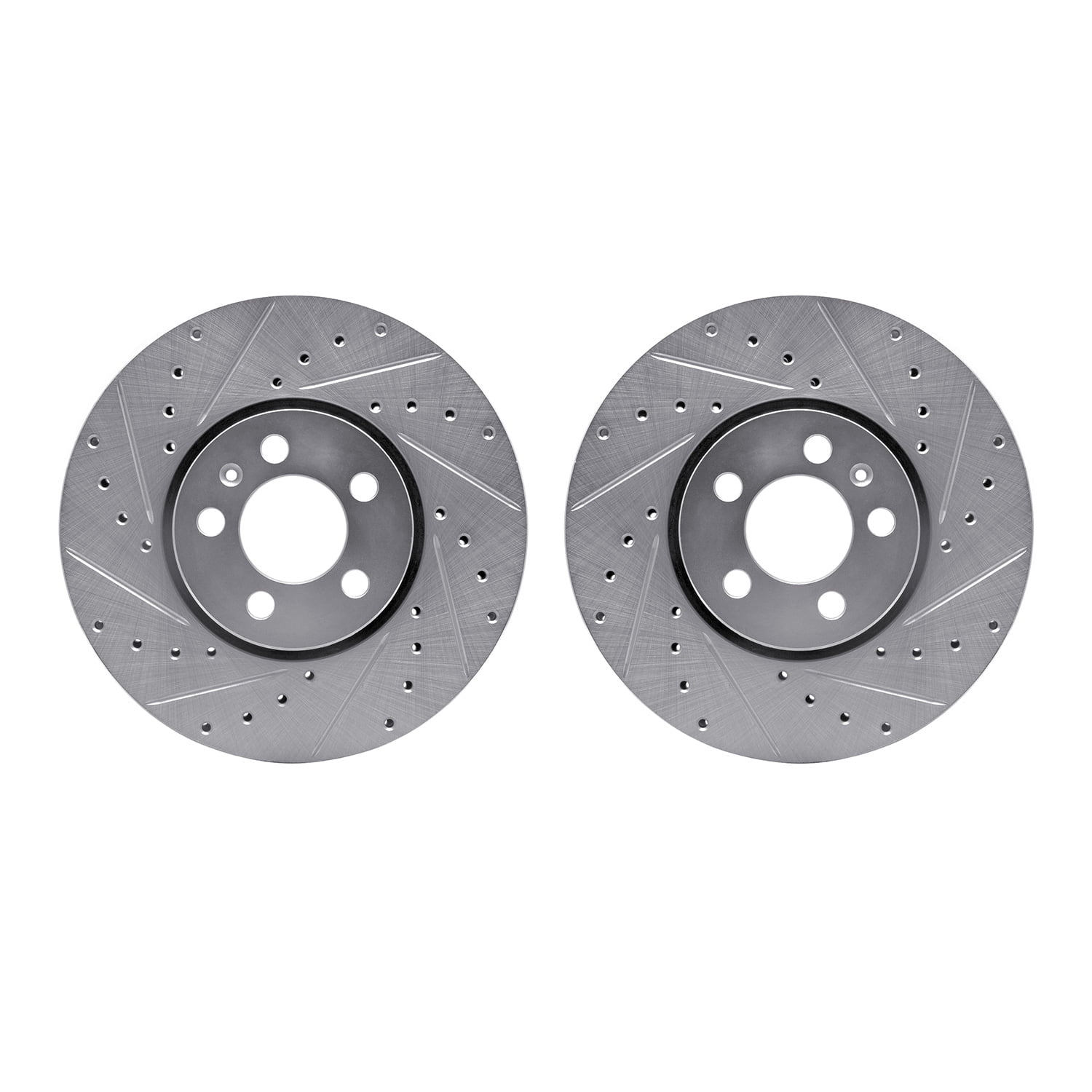 Dynamic Friction Company Front Brake Rotors-Drilled and Slotted-Silver 7002-74002