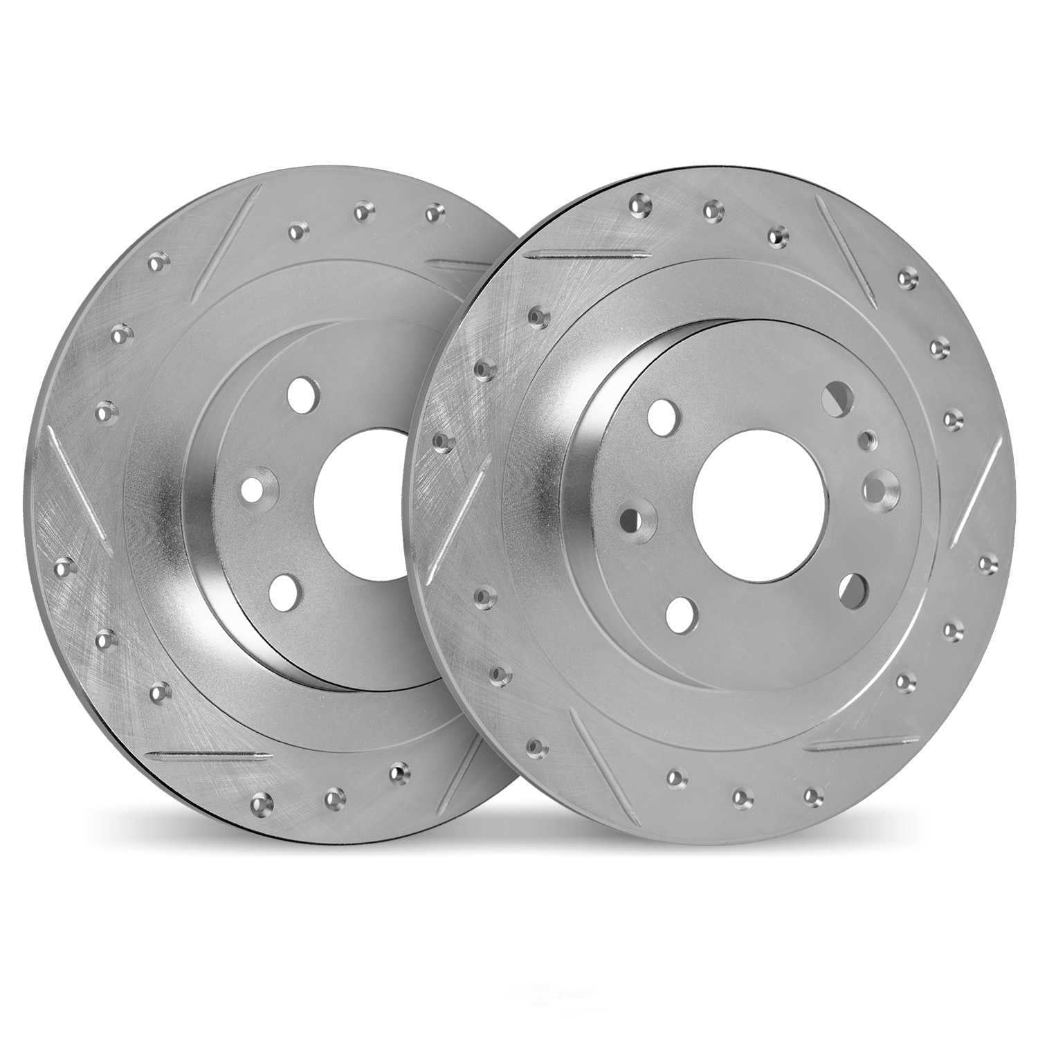 Dynamic Friction Company 7002-74029 DFC Brake Rotors - Drilled & Slotted - Silver