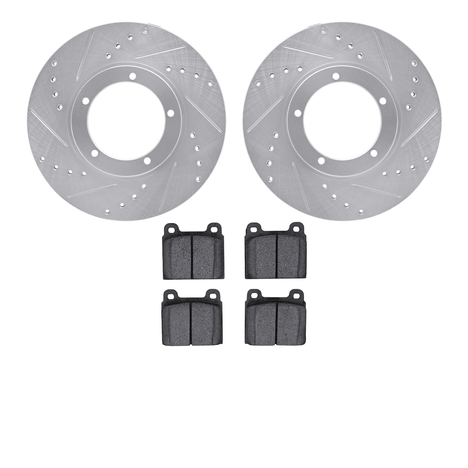 Dynamic Friction Company Front Brake Rotors-Drilled and Slotted-Silver with 5000 Advanced Brake Pads 7502-02004