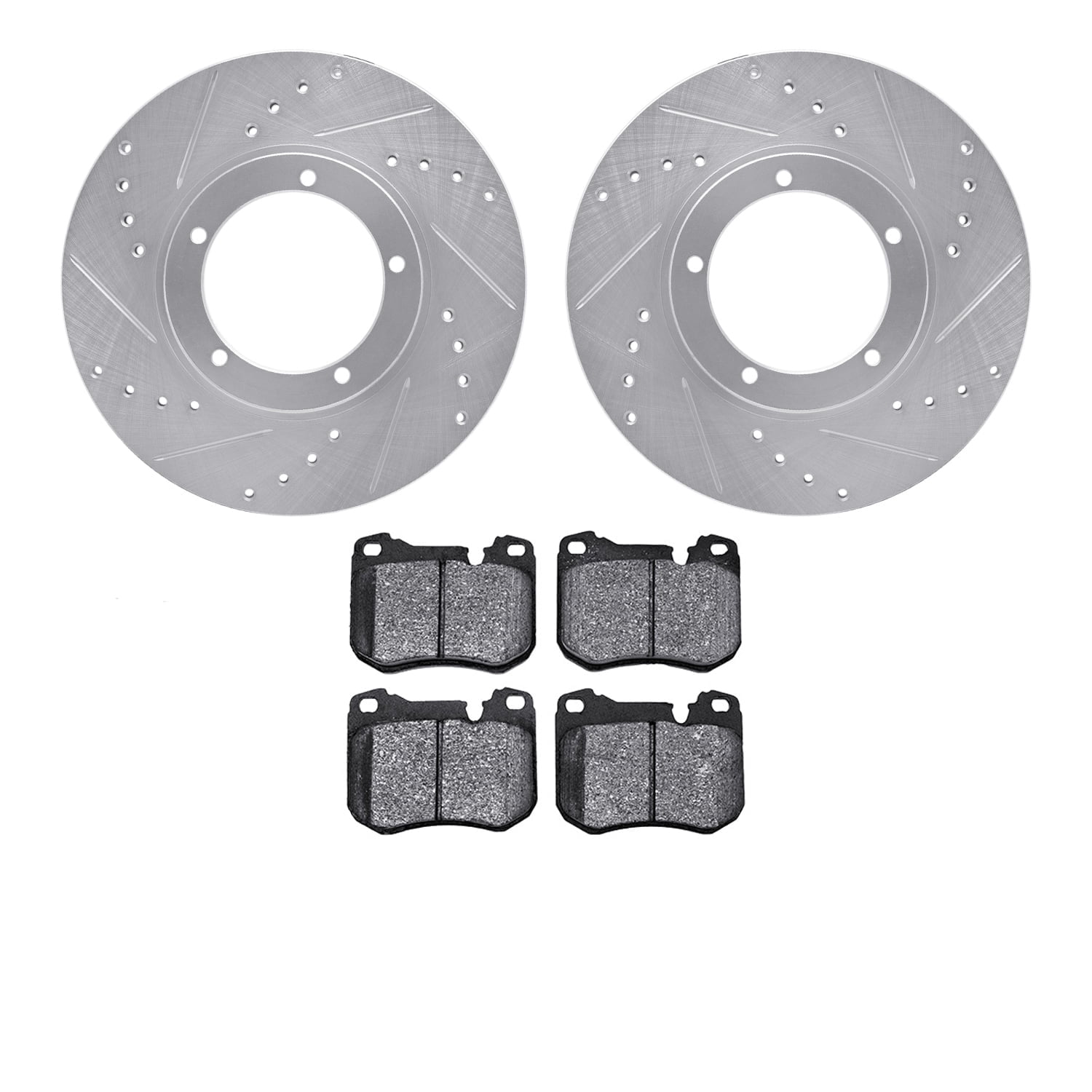 Dynamic Friction Company Front Brake Rotors-Drilled and Slotted-Silver with 5000 Advanced Brake Pads 7502-02050