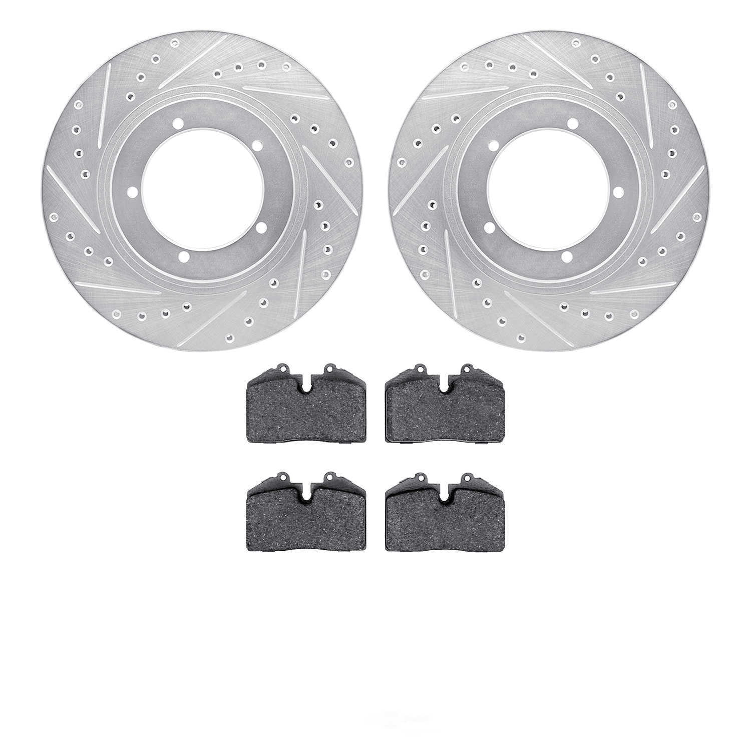 Dynamic Friction Company 7502-02089 DFC Rotors-Drilled and Slotted-Silver with 5000 Advanced Brake