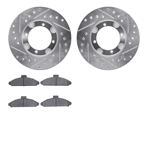 Dynamic Friction Company Front Brake Rotors-Drilled and Slotted-Silver with 5000 Advanced Brake Pads 7502-03127