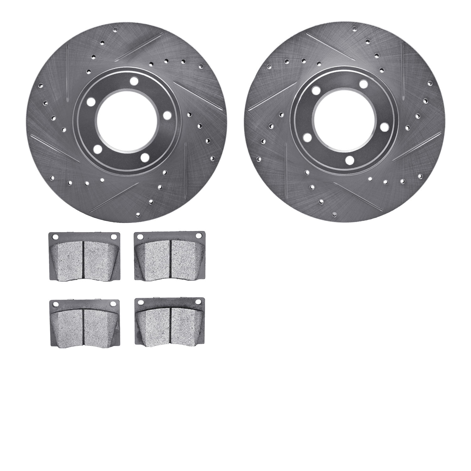 Dynamic Friction Company Front Brake Rotors-Drilled and Slotted-Silver with 5000 Advanced Brake Pads 7502-20002