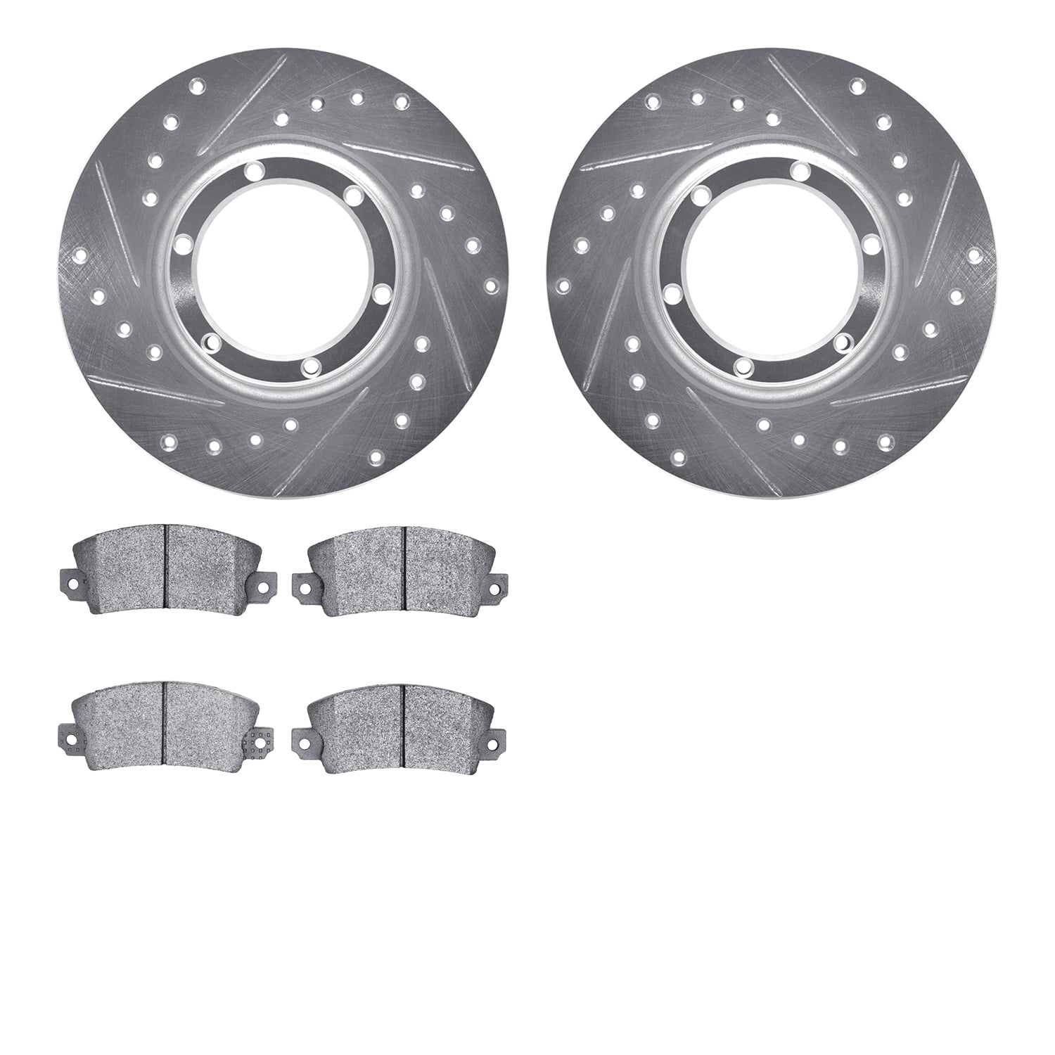 Dynamic Friction Company Front Brake Rotors-Drilled and Slotted-Silver with 5000 Advanced Brake Pads 7502-23025