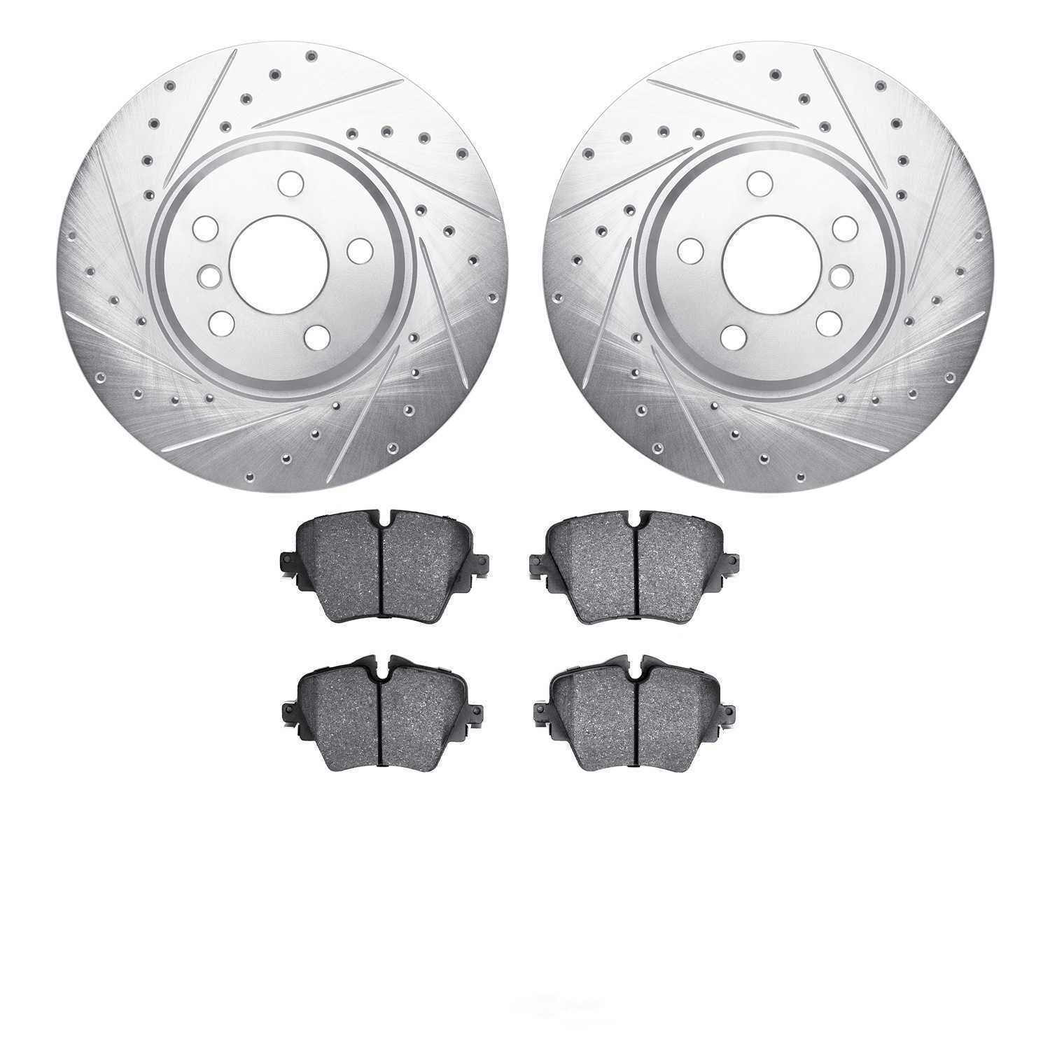 Dynamic Friction Company 7502-31165 DFC Rotors-Drilled and Slotted-Silver with 5000 Advanced Brake