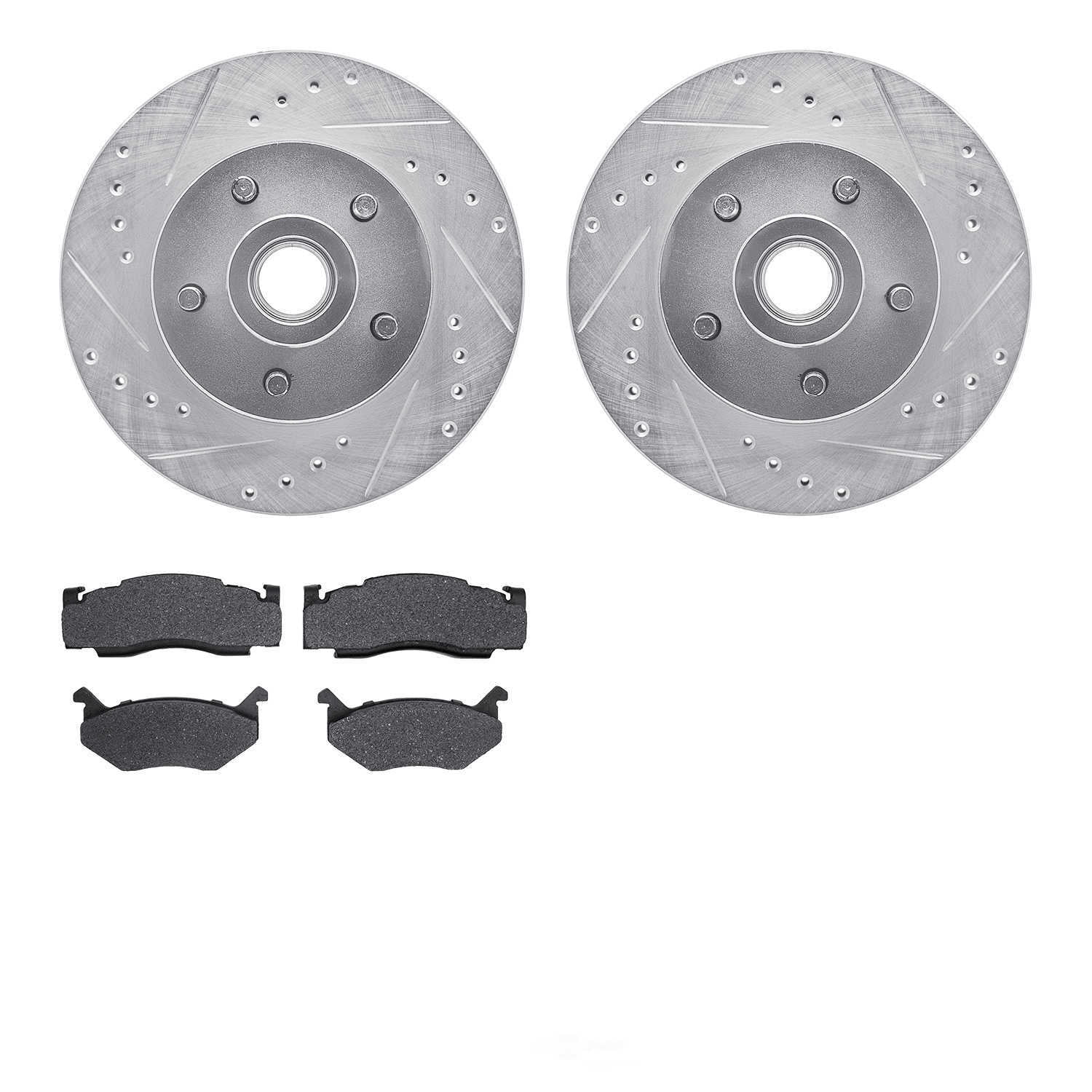 Dynamic Friction Company 7502-39032 DFC Rotors-Drilled and Slotted-Silver with 5000 Advanced Brake