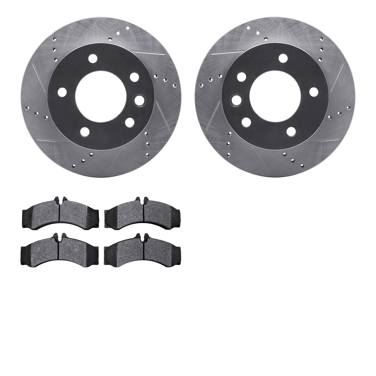 Dynamic Friction Company Front Brake Rotors-Drilled and Slotted-Silver with 5000 Advanced Brake Pads 7502-40258