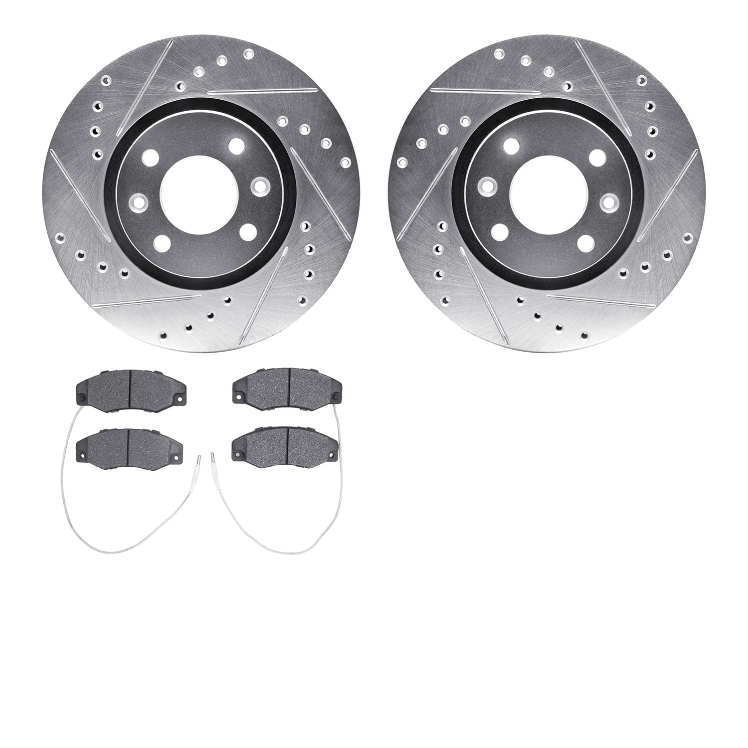 Dynamic Friction Company Front Brake Rotors-Drilled and Slotted-Silver with 5000 Advanced Brake Pads 7502-41001