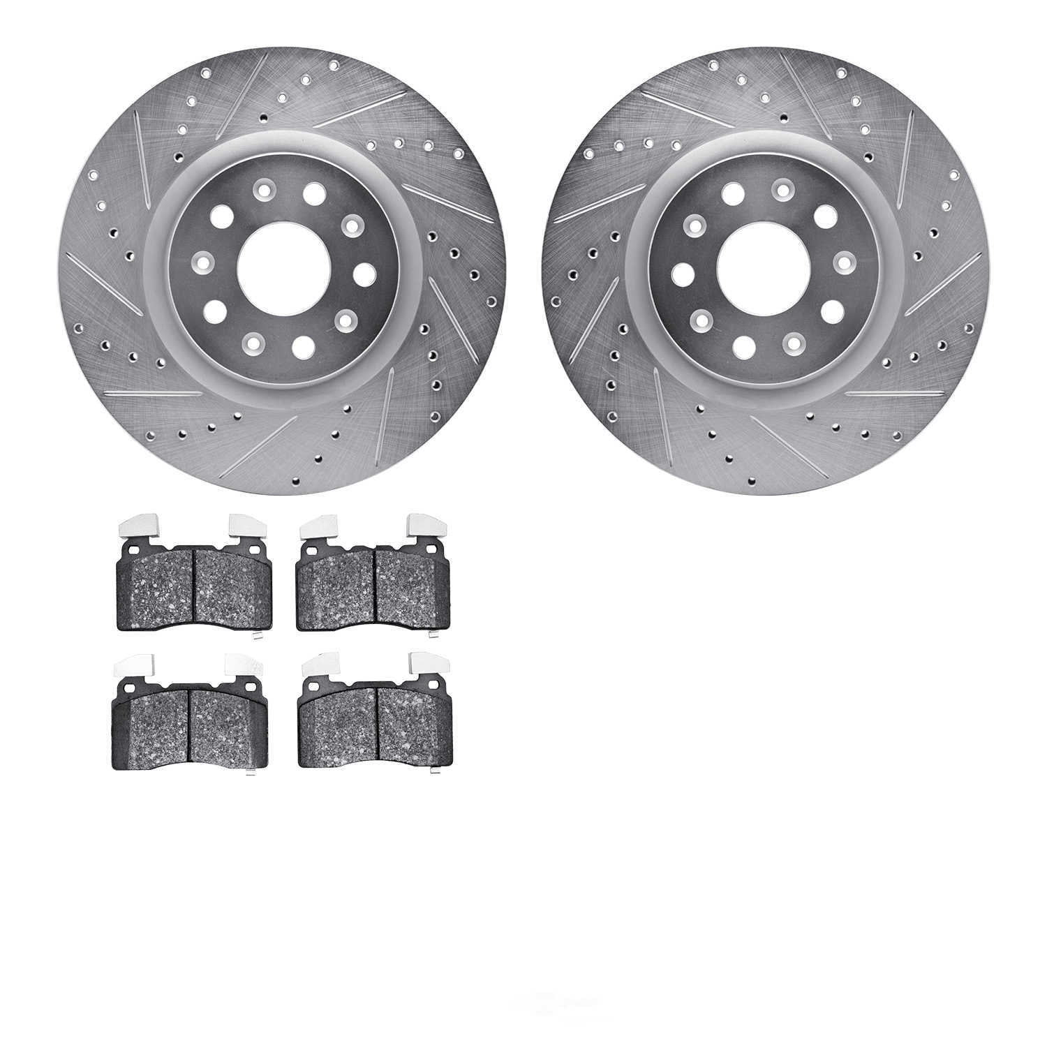 Dynamic Friction Company 7502-46033 DFC Rotors-Drilled and Slotted-Silver with 5000 Advanced Brake