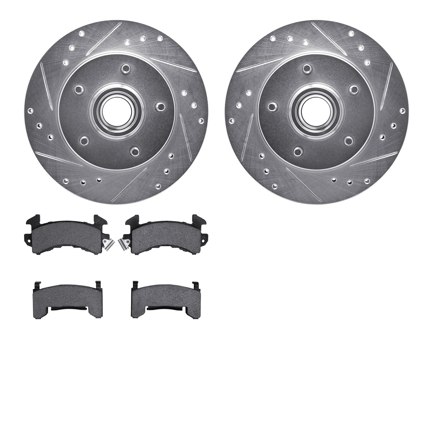 Dynamic Friction Company Front Brake Rotors-Drilled and Slotted-Silver with 5000 Advanced Brake Pads 7502-47005