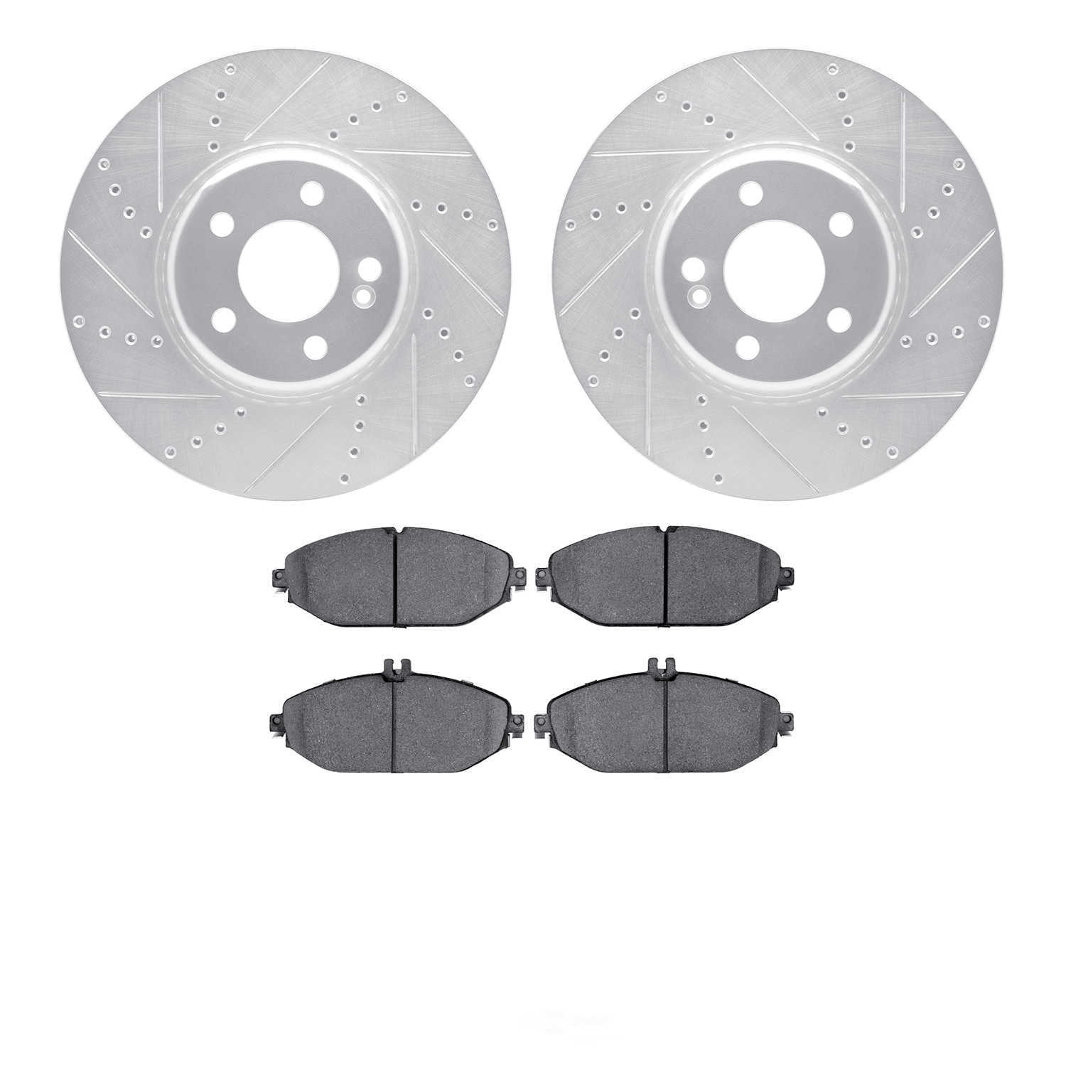 Dynamic Friction Company 7502-63061 DFC Rotors-Drilled and Slotted-Silver with 5000 Advanced Brake