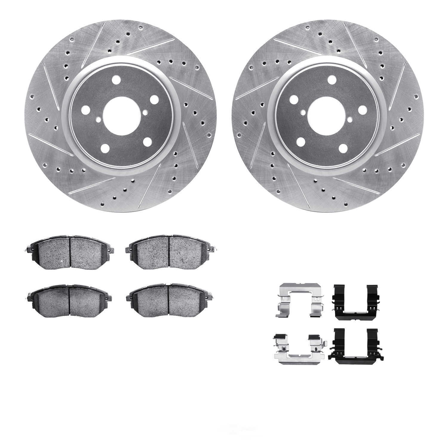 Dynamic Friction Company 7512-13044 DFC Rotors-Drilled and Slotted-Silver with 5000 Advanced Brake