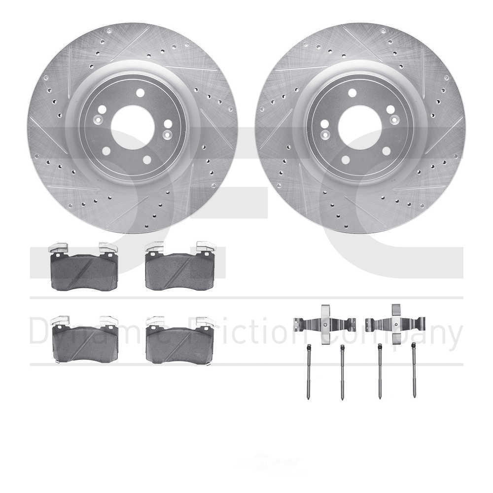 Dynamic Friction Company 7512-21046 DFC Rotors-Drilled and Slotted-Silver with 5000 Advanced Brake