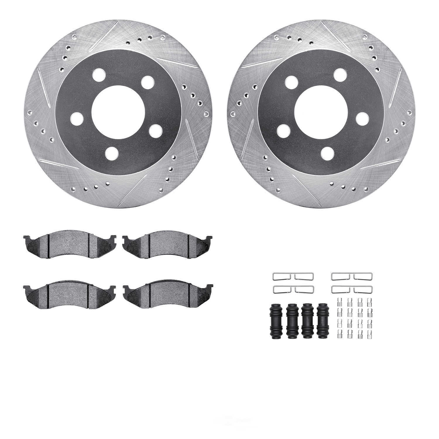 Dynamic Friction Company 7512-42060 DFC Rotors-Drilled and Slotted-Silver with 5000 Advanced Brake