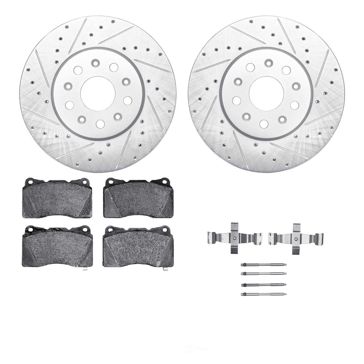 Dynamic Friction Company 7512-46045 DFC Rotors-Drilled and Slotted-Silver with 5000 Advanced Brake