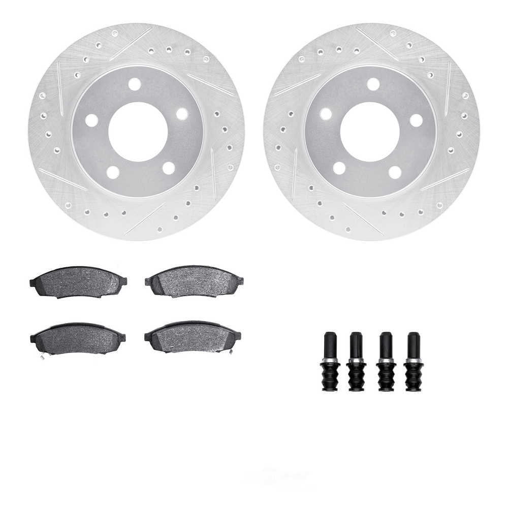 Dynamic Friction Company 7512-47070 DFC Rotors-Drilled and Slotted-Silver with 5000 Advanced Brake