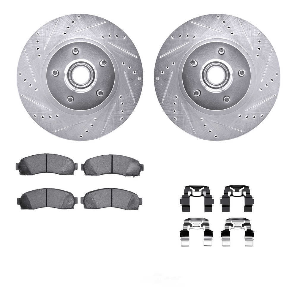 Dynamic Friction Company 7512-54140 DFC Rotors-Drilled and Slotted-Silver with 5000 Advanced Brake