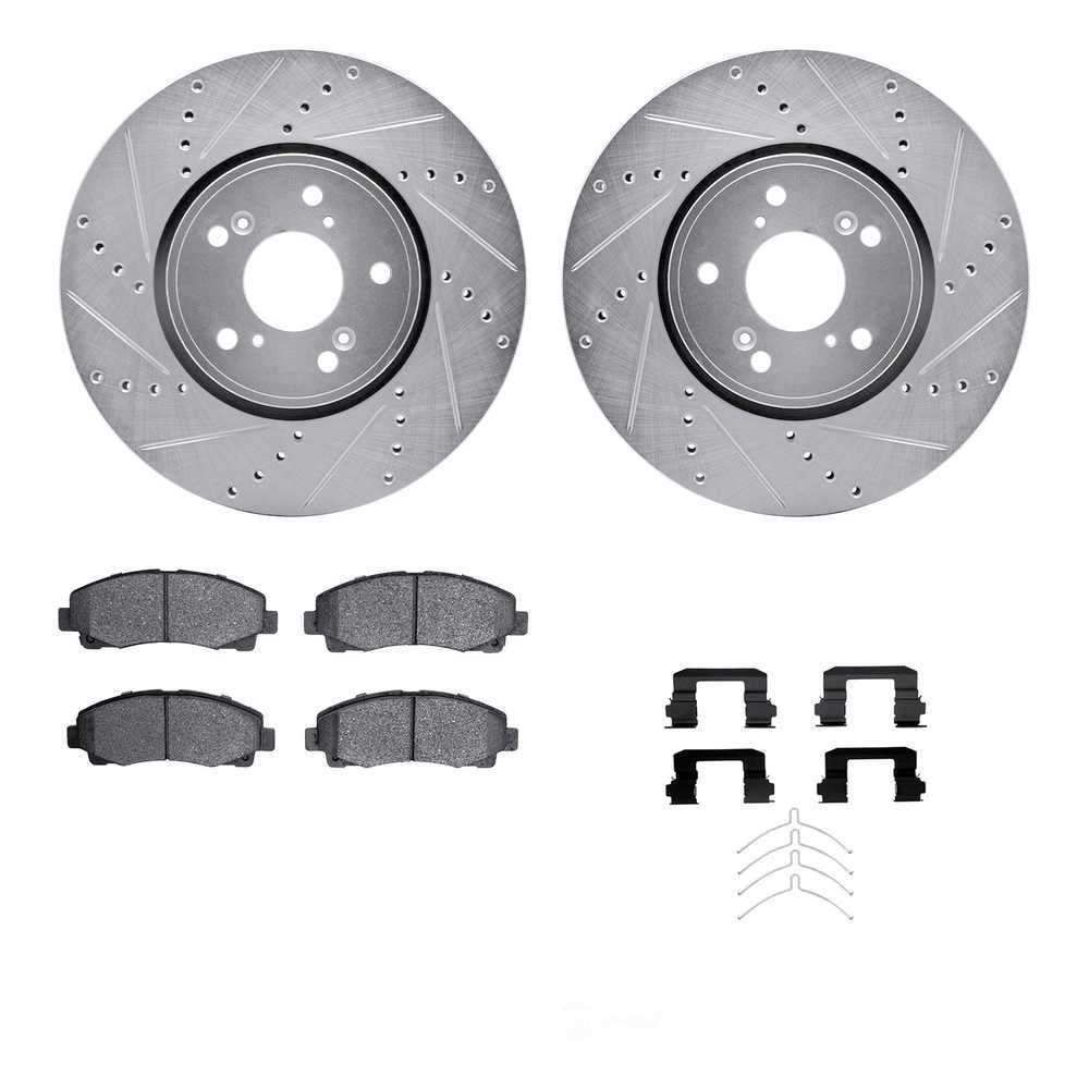 Dynamic Friction Company 7512-58036 DFC Rotors-Drilled and Slotted-Silver with 5000 Advanced Brake