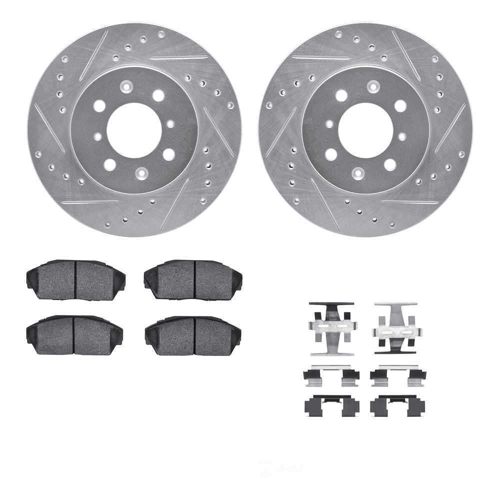 Dynamic Friction Company 7512-59012 DFC Rotors-Drilled and Slotted-Silver with 5000 Advanced Brake