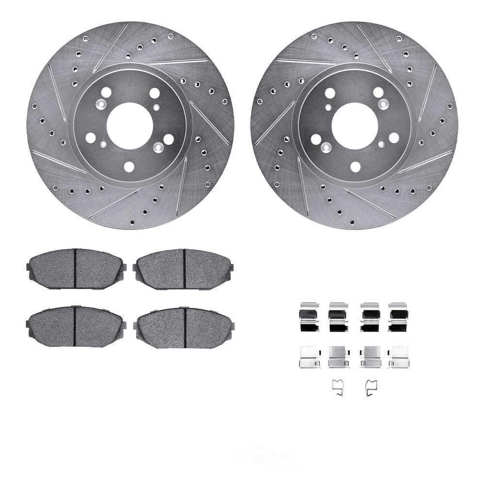 Dynamic Friction Company 7512-59058 DFC Rotors-Drilled and Slotted-Silver with 5000 Advanced Brake