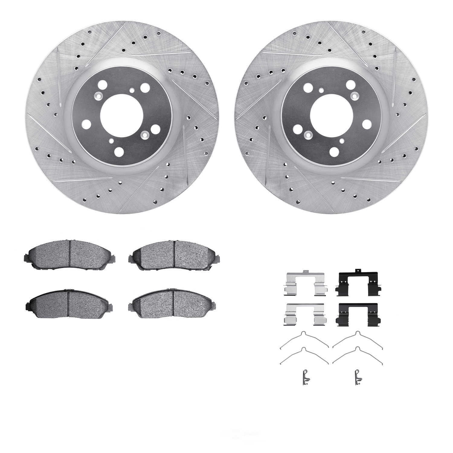 Dynamic Friction Company 7512-59080 DFC Rotors-Drilled and Slotted-Silver with 5000 Advanced Brake