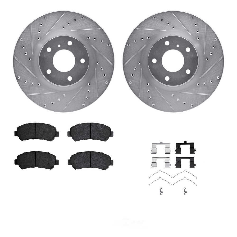 Dynamic Friction Company 7512-67058 DFC Rotors-Drilled and Slotted-Silver with 5000 Advanced Brake