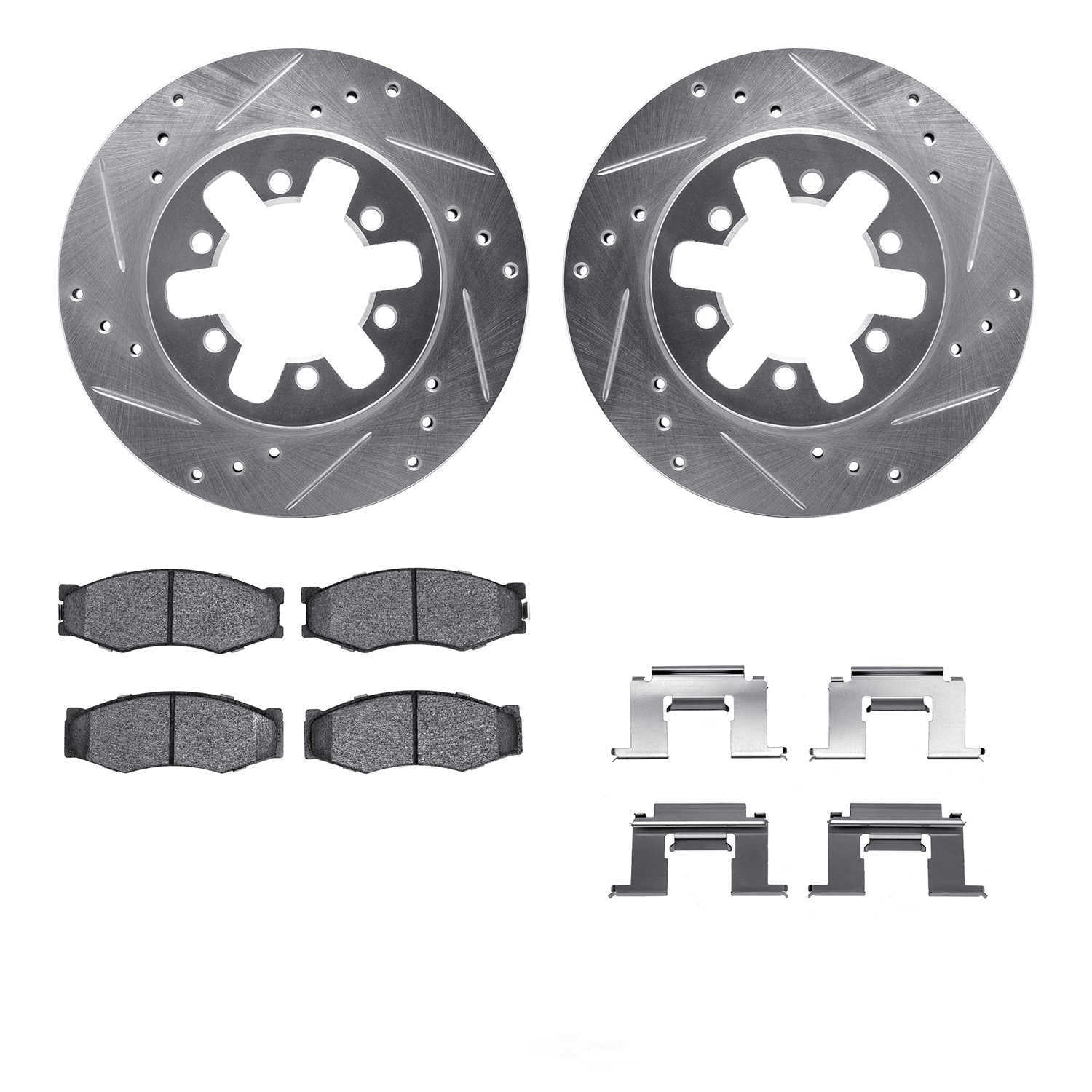 Dynamic Friction Company 7512-67284 DFC Rotors-Drilled and Slotted-Silver with 5000 Advanced Brake