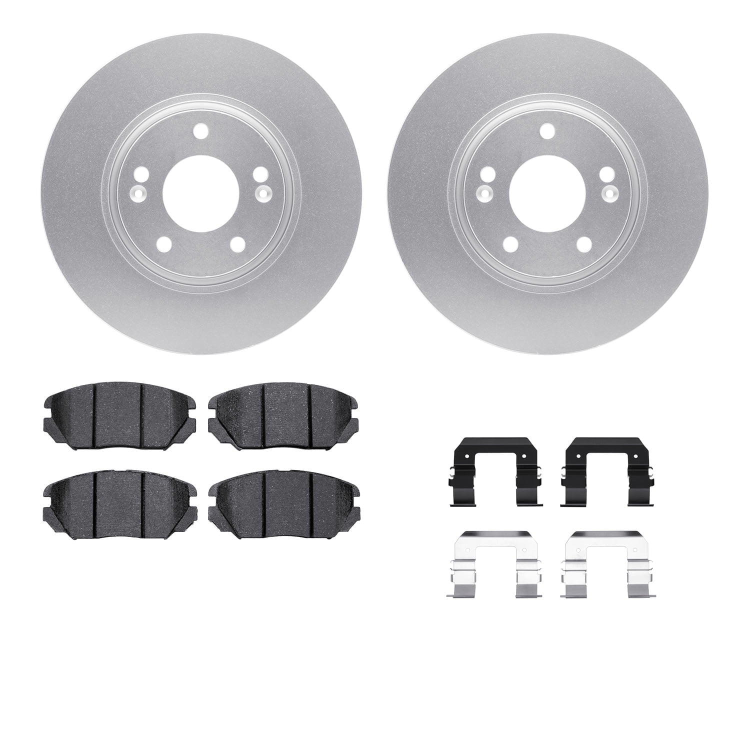 Dynamic Friction Company Front Brake Rotors-Drilled and Slotted-Silver with 5000 Advanced Brake Pads includes Hardware 7512-76091