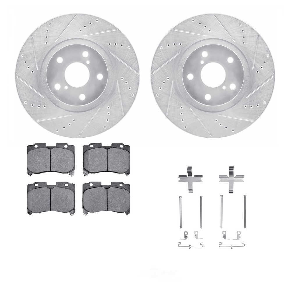 Dynamic Friction Company 7512-76380 DFC Rotors-Drilled and Slotted-Silver with 5000 Advanced Brake