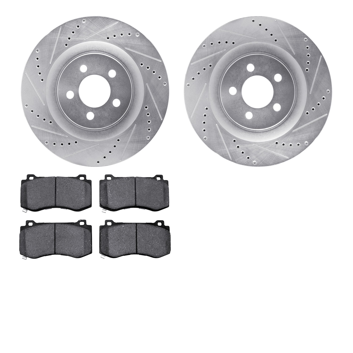 Dynamic Friction Company Front Brake Rotors-Drilled and Slotted-Silver with 5000 Euro Ceramic Brake Pads 7602-39000