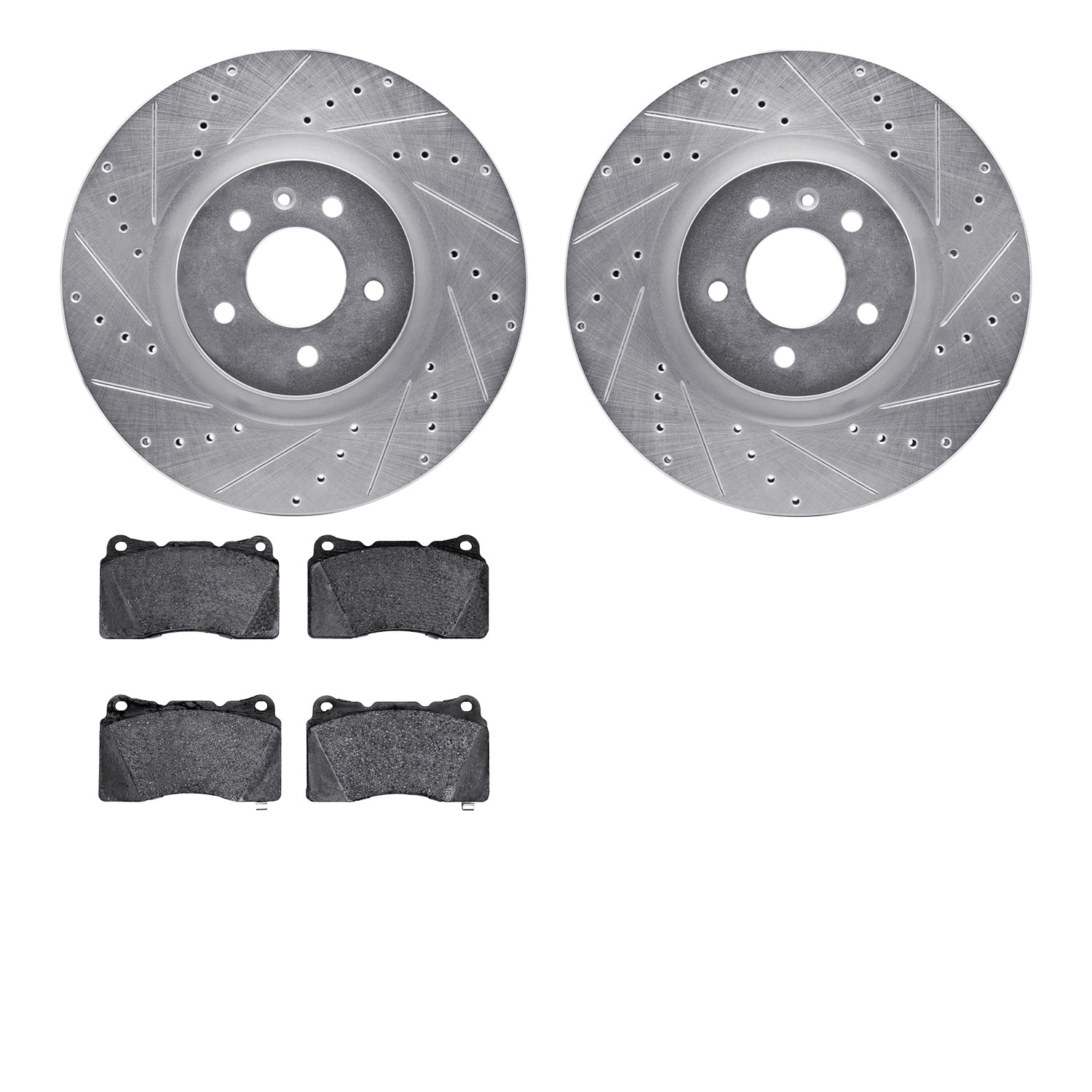 Dynamic Friction Company Front Brake Rotors-Drilled and Slotted-Silver with 5000 Euro Ceramic Brake Pads 7602-46021