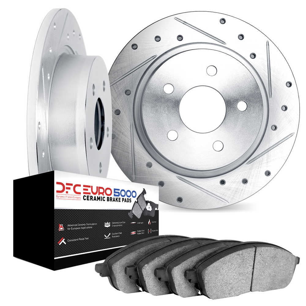 Dynamic Friction Company 7602-63002 DFC Rotors-Drilled and Slotted-Silver with EURO 5000 Ceramic